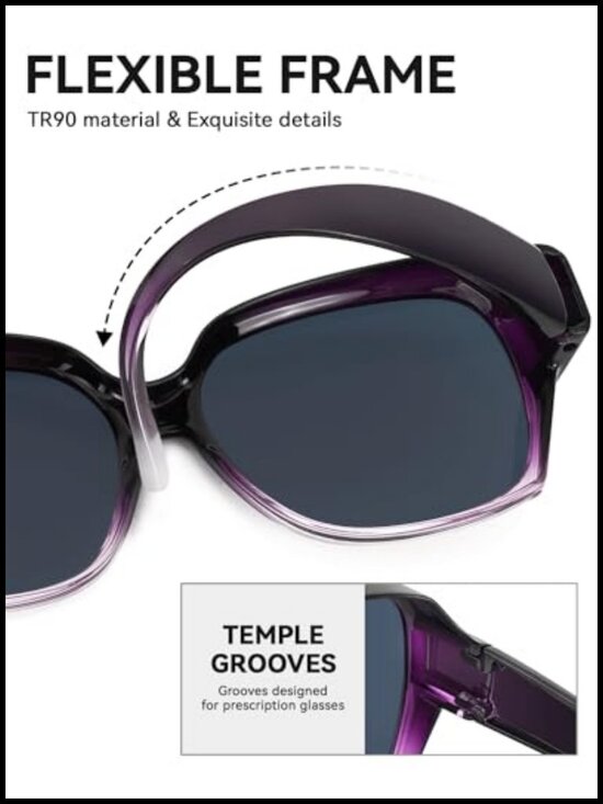 Polarized Fit Over Glasses Sunglasses Square Oversized Lightweight TR90 main image 5